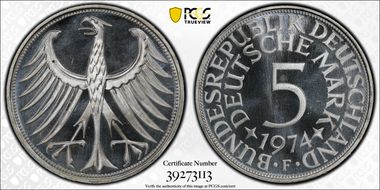 1974-F 5 Mk Regular Issue J-387 MS67