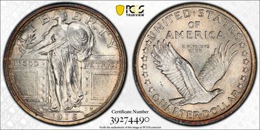 1916 25C Standing Liberty MS64FH