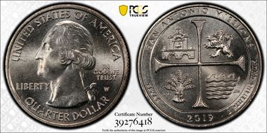 2019-W 25C San Antonio Missions NP MS65