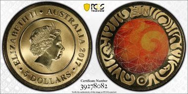 2017 $5 Planetary Coins Sun Colorized MS69