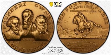 1960 Medal D1960-2d Bronze 57mm Pony Express Rider's SP67