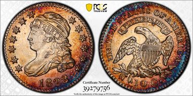 1823/2 10C Large Es MS64