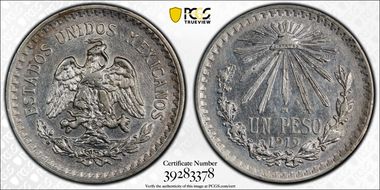 1919-M Peso KM-454  Ag AU50