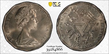 1982 50C Commonwealth Games MS65