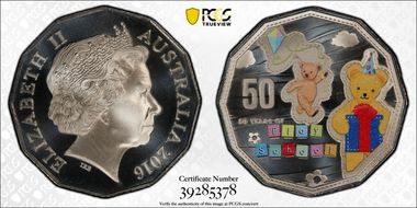 2016 50C Big Ted Play School Colorized MS69