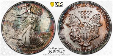 1991 $1 Silver Eagle MS66