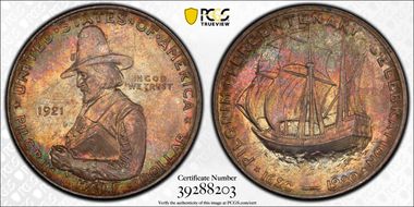 1921 50C Pilgrim MS66+