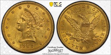 1907 $10 Liberty MS63