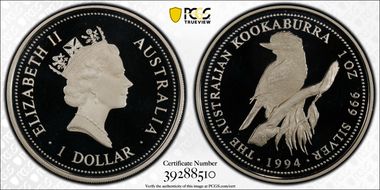 1994 $1 Kookaburra Ag PR69DCAM