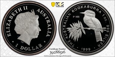 1999-P $1 Kookaburra Ag PR69DCAM