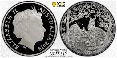 2019 $1 Kangaroo Ag-Seasons Change F15 Privy PR70DCAM