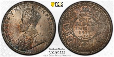 1917(B) Rupee SW-8.39 Prid-223 MS65