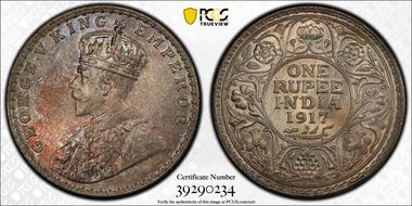 1917(B) Rupee SW-8.39 Prid-223 MS65