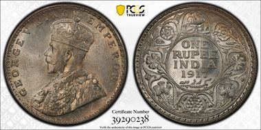 1917(B) Rupee SW-8.39 Prid-223 MS65