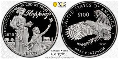 2020-W $100 Platinum Eagle - Happiness First Strike PR69DCAM