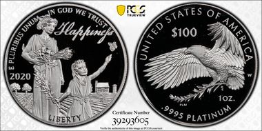 2020-W $100 Platinum Eagle - Happiness First Strike PR69DCAM