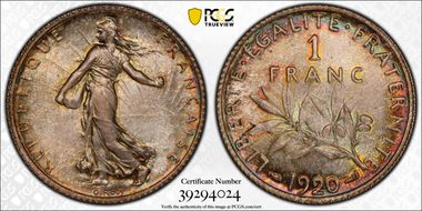 1920 1 Fr Gad-467 Semeuse MS67