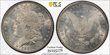 1878 8TF $1 VAM 8, Stick Feather MS62