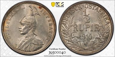 1910-J 1/2 Rup J-721 MS62