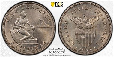 1918-S 5C Allen-4.08b, FS-901 Mule MS63