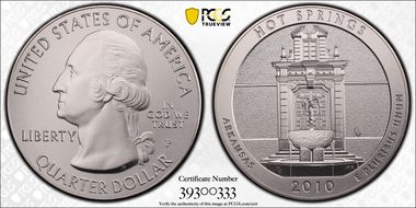 2010-P 25C Hot Springs NP  5 oz Silver SP69