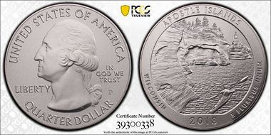 2018-P 25C Apostle Islands NP 5 oz Silver SP69