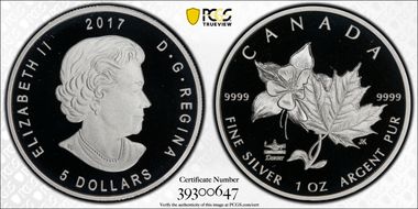 2017 $5 Maple Leaf and Columbine Denver ANA Privy PR69DCAM