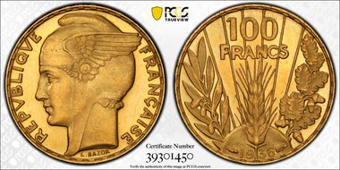 1936 100 Fr Gad-1148 Flan bruni PR65DCAM
