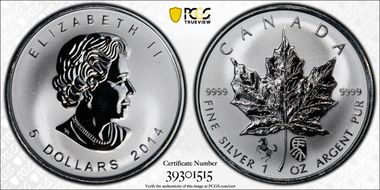 2014 $5 ML Dual Horse Privy SP67