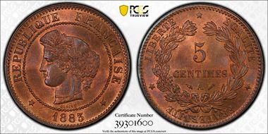 1883-A 5C Gad-157a Grand A MS65RB