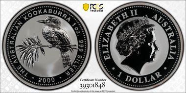 2000 (1999) $1 Kookaburra Ag MS70