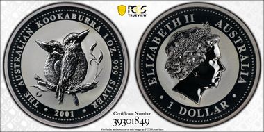2001 $1 Kookaburra Ag MS70