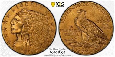 1911-D $2.50 MS64