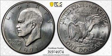 1971-S $1 FS-401, Peg Leg MS64