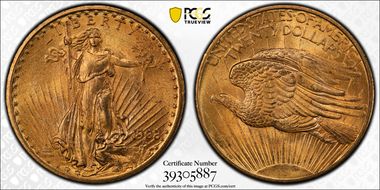 1908 $20 No Motto MS65