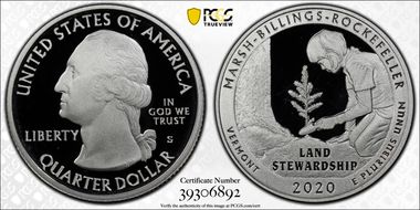 2020-S 25C Marsh-Billings-Rockefeller NP - Silver First Day of Issue PR70DCAM