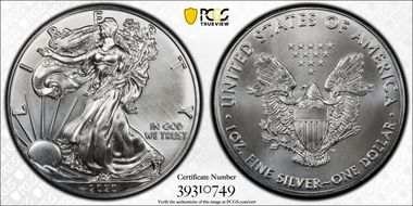 2020-(P) $1 Silver Eagle - Emergency Issue Struck at Philadelphia First Strike MS70