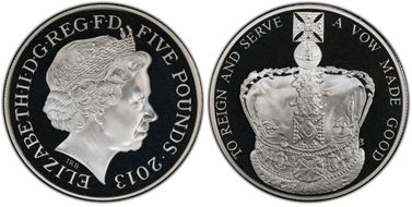 2013 £5 S-L25 Queen's Coronation Ag PR69DCAM