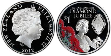 2012 $1 Queen Elizabeth Jubilee Colorized PR69DCAM