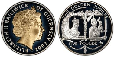 2002 £5 Golden Jubilee Ag PR68DCAM
