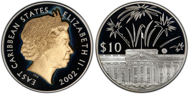 2002 $10 Golden Jubilee Fireworks PR68DCAM
