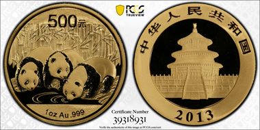 2013 500 Yn Panda Gold PAN-579A MS70