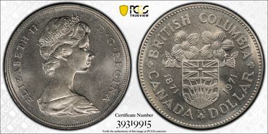 1971 $1 British Columbia MS65