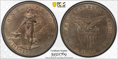 1905-S Peso Allen-16.06a Straight Serif AU50