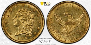 1834 $2.50 Classic MS62