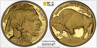 2020-W $50 American Buffalo  .9999 Fine Gold PR70DCAM