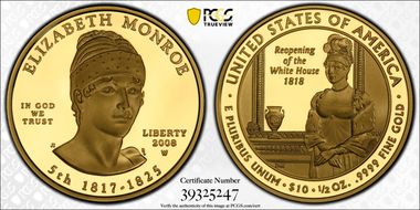 2008-W $10 Elizabeth Monroe PR69DCAM