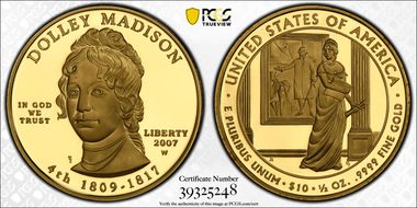 2007-W $10 Dolley Madison PR69DCAM