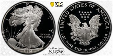 1990-S $1 Silver Eagle PR70DCAM
