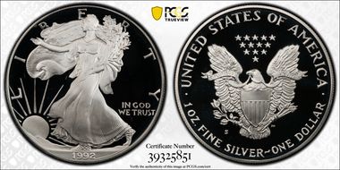 1992-S $1 Silver Eagle PR69DCAM